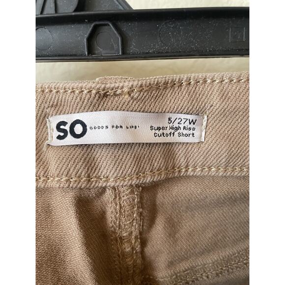 SO Tan High Rise High Waisted Cut Off Jean Shorts Size 5 Waist 27 Inseam 3 in - Picture 4 of 6